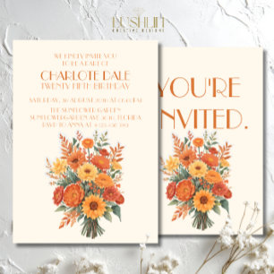 Herbst/Herbst Floral Bouquet Rustikale Geburtstags Einladung