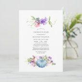 Herbst - Herbst floraler Pumpkin Feier des Lebens Einladung (Stehend Vorderseite)