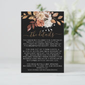 Herbst Herbst florales Bouquet auf schwarzen Hochz Begleitkarte (Stehend Vorderseite)