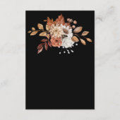 Herbst Herbst florales Bouquet auf schwarzen Hochz Begleitkarte (Rückseite)