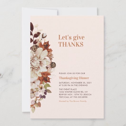 Herbst/Herbst-Freunde geben /Dank für das Abendess Einladung (Vorderseite)