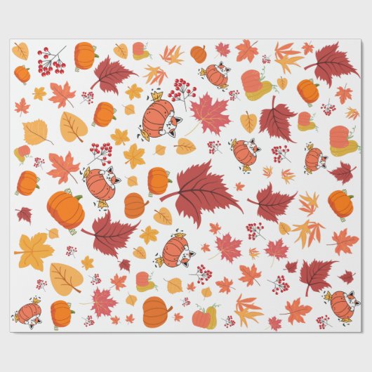 Herbst/Herbst Gefallen-Blume Pumpkin-Muster Geschenkpapier (Flach)