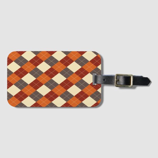 Herbst/Herbst Gingham-Muster Gepäckanhänger (Vorderseite (Horizontal))