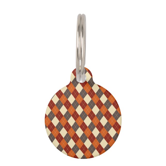 Herbst/Herbst Gingham-Muster Haustiermarke (Vorderseite)