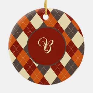 Herbst/Herbst Gingham-Muster Keramik Ornament