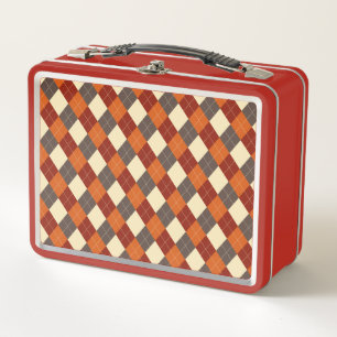 Herbst/Herbst Gingham-Muster Metall Brotdose