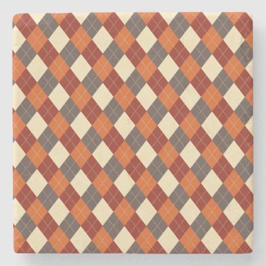 Herbst/Herbst Gingham-Muster Steinuntersetzer (Vorderseite)