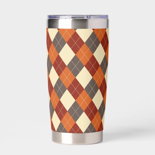 Herbst/Herbst Gingham-Muster Thermobecher (Vorderseite)