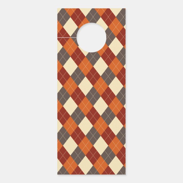 Herbst/Herbst Gingham-Muster Türanhänger (Vorderseite)