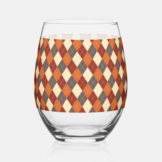 Herbst/Herbst Gingham-Muster Weinglas Ohne Stiel (Vorderseite)