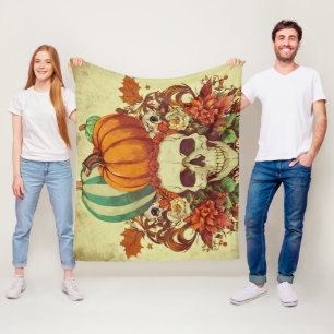 Herbst/Herbst/Halloween/Kürbis/Skelett Fleecedecke