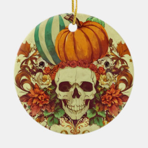 Herbst/Herbst/Halloween/Kürbis/Skelett Keramik Ornament