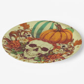 Herbst/Herbst/Halloween/Kürbis/Skelett Pappteller (Schrägansicht)
