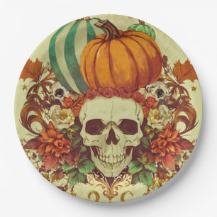 Herbst/Herbst/Halloween/Kürbis/Skelett Pappteller