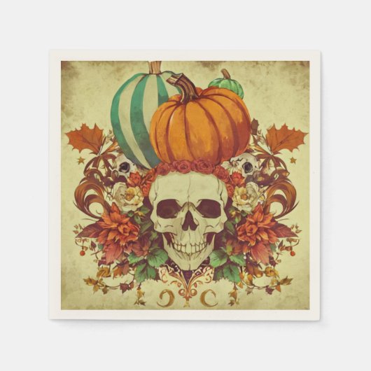 Herbst/Herbst/Halloween/Kürbis/Skelett Serviette (Vorderseite)
