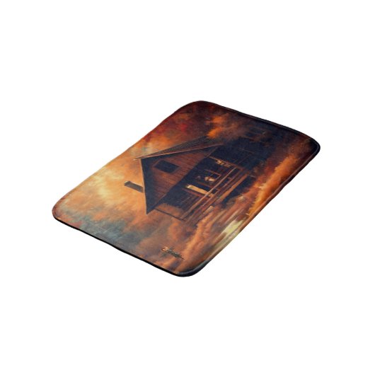 Herbst/Herbst/Halloween/rustikale Malerei Badematte (Schrägansicht)