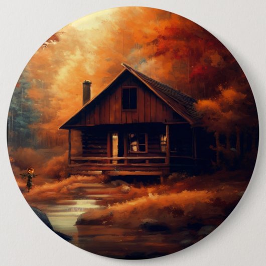 Herbst/Herbst/Halloween/rustikale Malerei Button (Vorderseite)