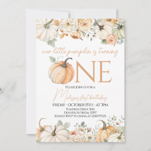 Herbst Herbst Herbst Baby Girl Party einladen Einladung (Vorderseite)