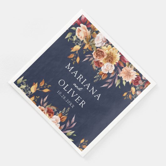 Herbst Herbst Herbst Farben Navy Blue Hochzeit Serviette (Ecke)