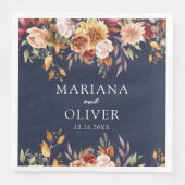 Herbst Herbst Herbst Farben Navy Blue Hochzeit Serviette (Vorderseite)