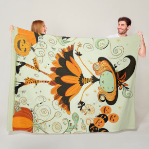 Herbst/Herbst/Hexe/Kürbis/weißliche Fleece Blanket