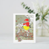 Herbst/Herbst-Illustration "Spielen in den Blätter Postkarte (Stehend Vorderseite)