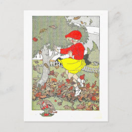 Herbst/Herbst-Illustration "Spielen in den Blätter Postkarte