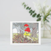 Herbst/Herbst-Illustration "Spielen in den Blätter Postkarte (Stehend Vorderseite)