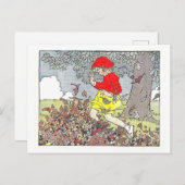 Herbst/Herbst-Illustration "Spielen in den Blätter Postkarte (Vorne/Hinten)