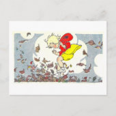 Herbst/Herbst-Illustration "Spielen in den Blätter Postkarte (Vorderseite)