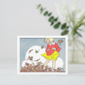 Herbst/Herbst-Illustration "Spielen in den Blätter Postkarte (Stehend Vorderseite)