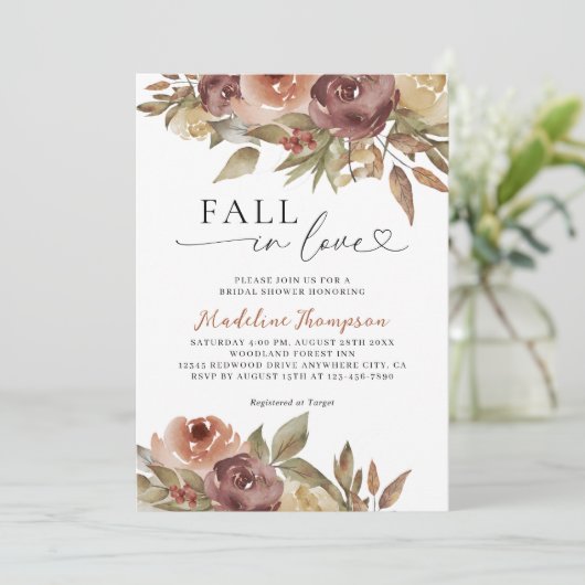 Herbst Herbst in Liebe Brautparty Einladung (Stehend Vorderseite)