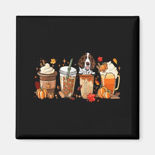 Herbst Herbst Kaffee Englisch Springer Spaniel Hun Magnet (Vorne)