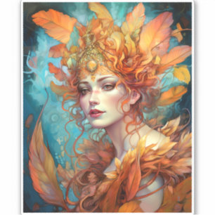 Herbst Herbst Königin Goddess Fantasy Art Aufkleber