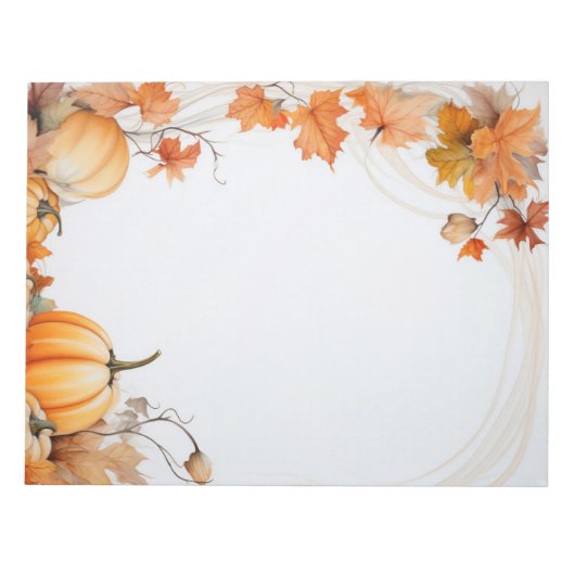 Herbst/Herbst Kürbisse und Blätter, unausgekleidet Notizblock (Vorderseite)