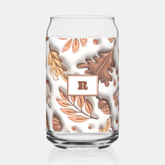 Herbst Herbst lässt Acors 3D Modernes Monogramm Dosenglas (Rückseite)