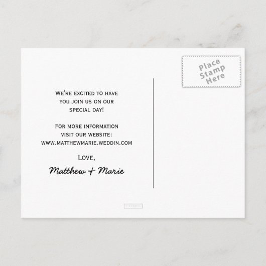 Herbst Herbst lässt rustikale Hochzeit das Datum r Ankündigungspostkarte (Rückseite)