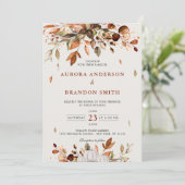 Herbst Herbst lässt rustikales Boho Hochzeit in Einladung (Stehend Vorderseite)