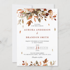 Herbst Herbst lässt rustikales Boho Hochzeit in Einladung