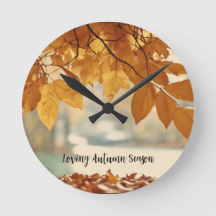 Herbst/Herbst-Leaf Naturlandschaft Runde Uhr