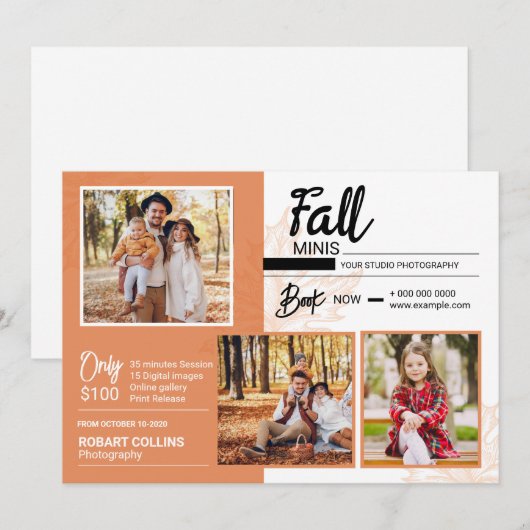Herbst/Herbst-Mini-Session-Vorlage Ankündigung (Vorne/Hinten)