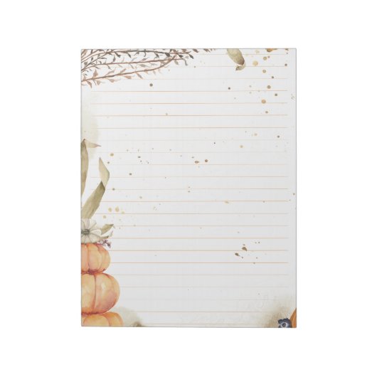 Herbst/Herbst mit Kürbissen und Blätter gesäumt Notizblock (Rotiert)