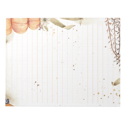 Herbst/Herbst mit Kürbissen und Blätter gesäumt Notizblock (Vorderseite)