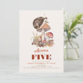 Herbst/Herbst Mushroom Igel Kindergeburtstag Einladung (Stehend Vorderseite)