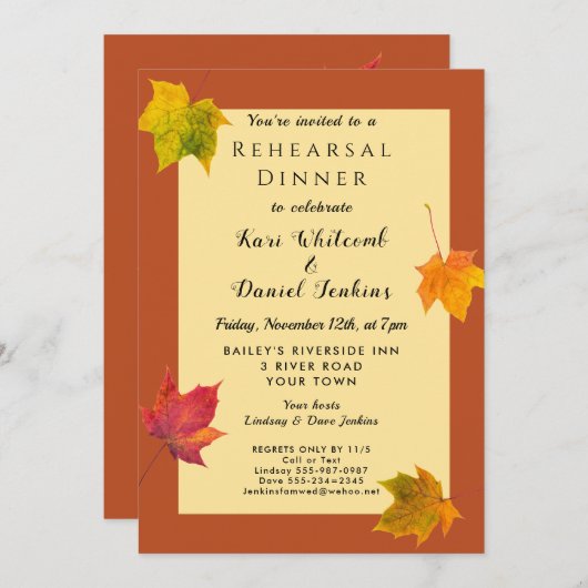 Herbst Herbst Oktober Probe Dinner Einladung (Vorne/Hinten)