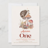 Herbst/Herbst Pilzsaal Igel 1. Geburtstag Einladung (Vorderseite)
