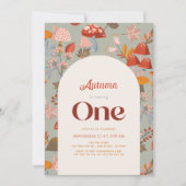 Herbst/Herbst Pilzsaal Wildblume 1. Geburtstag Einladung (Vorderseite)