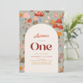 Herbst/Herbst Pilzsaal Wildblume 1. Geburtstag Einladung (Stehend Vorderseite)