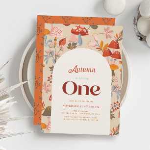 Herbst/Herbst Pilzsaal Wildblume bis 1. Geburtstag Einladung