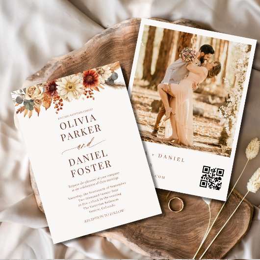 Herbst Herbst QR Foto Hochzeit Einladung